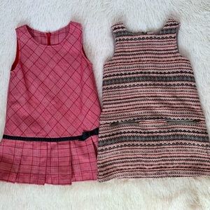 2 Girls Red Plaid Jumper Dresses•Size 4/4T